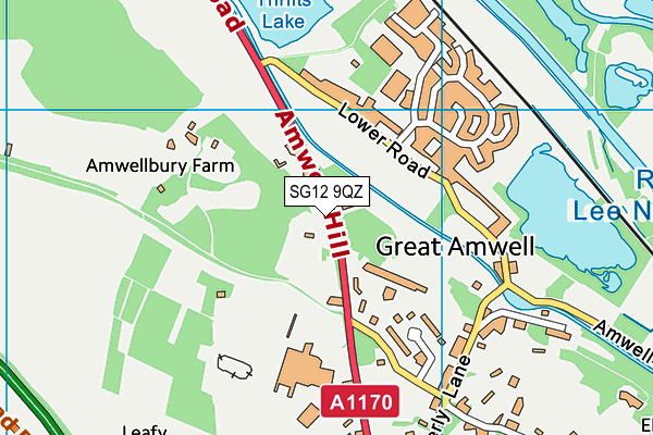 SG12 9QZ map - OS VectorMap District (Ordnance Survey)