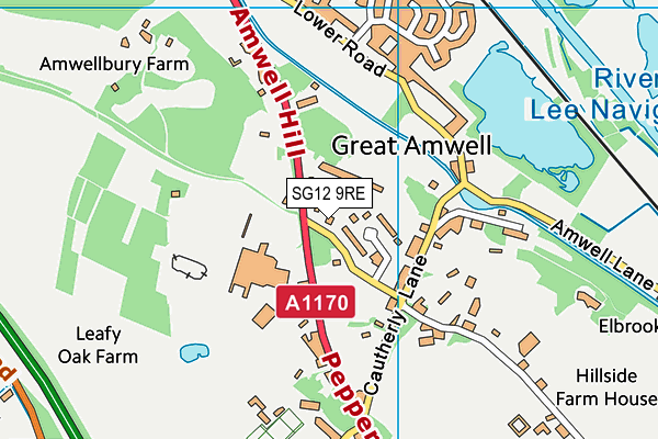 SG12 9RE map - OS VectorMap District (Ordnance Survey)