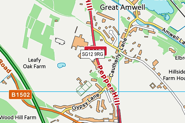 SG12 9RG map - OS VectorMap District (Ordnance Survey)