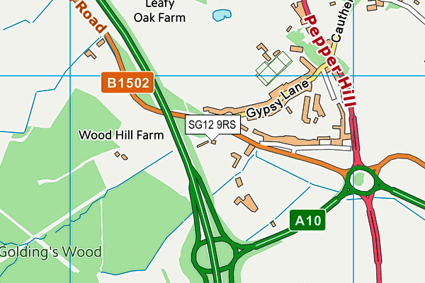 SG12 9RS map - OS VectorMap District (Ordnance Survey)