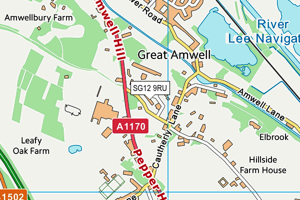 SG12 9RU map - OS VectorMap District (Ordnance Survey)