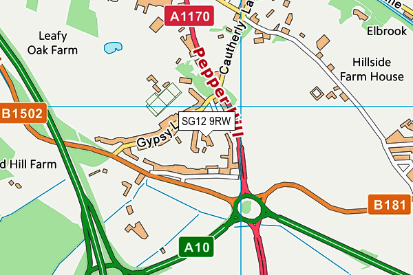 SG12 9RW map - OS VectorMap District (Ordnance Survey)