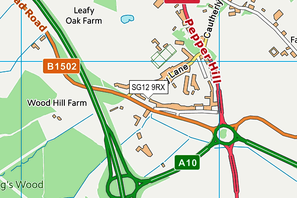 SG12 9RX map - OS VectorMap District (Ordnance Survey)