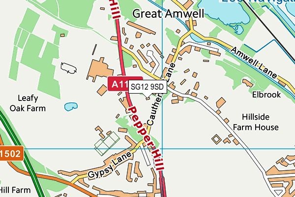 SG12 9SD map - OS VectorMap District (Ordnance Survey)