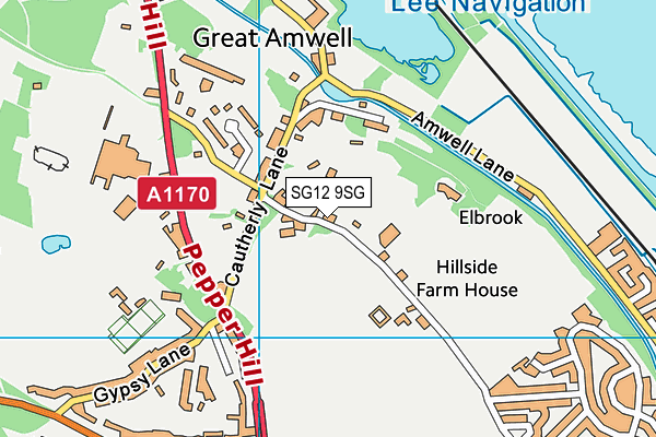 SG12 9SG map - OS VectorMap District (Ordnance Survey)