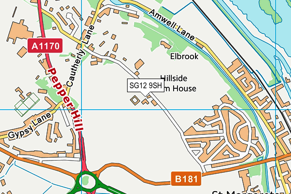 SG12 9SH map - OS VectorMap District (Ordnance Survey)