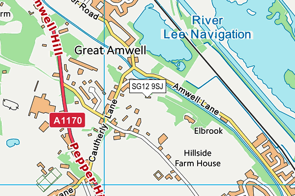 SG12 9SJ map - OS VectorMap District (Ordnance Survey)