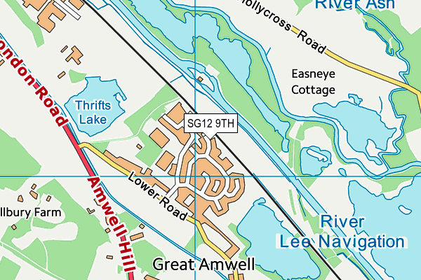 SG12 9TH map - OS VectorMap District (Ordnance Survey)