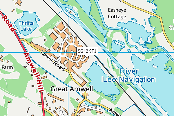 SG12 9TJ map - OS VectorMap District (Ordnance Survey)