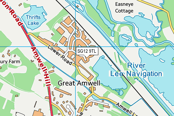 SG12 9TL map - OS VectorMap District (Ordnance Survey)