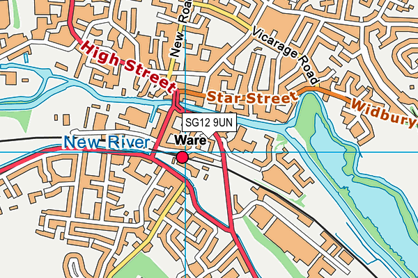 SG12 9UN map - OS VectorMap District (Ordnance Survey)