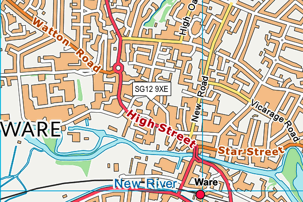 SG12 9XE map - OS VectorMap District (Ordnance Survey)