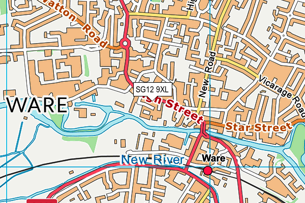 SG12 9XL map - OS VectorMap District (Ordnance Survey)