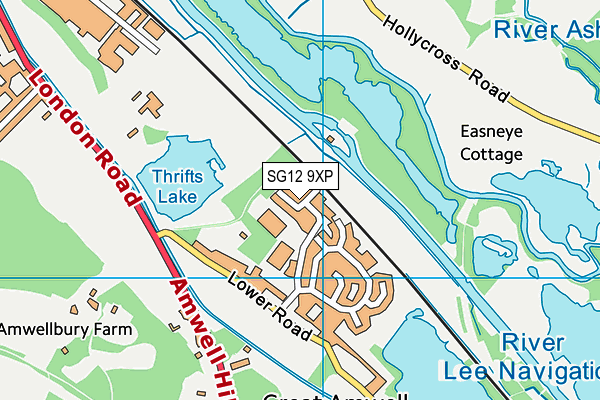 SG12 9XP map - OS VectorMap District (Ordnance Survey)