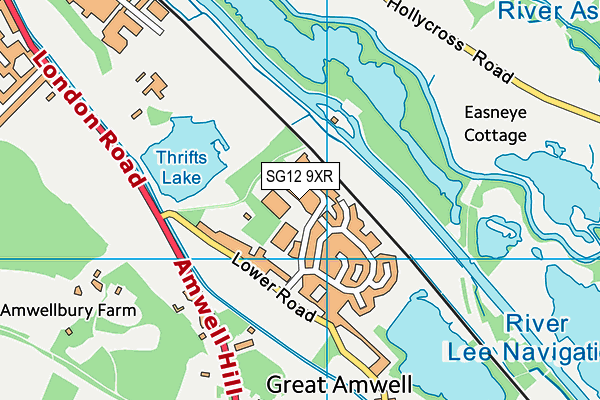 SG12 9XR map - OS VectorMap District (Ordnance Survey)