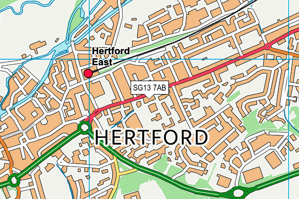 SG13 7AB map - OS VectorMap District (Ordnance Survey)