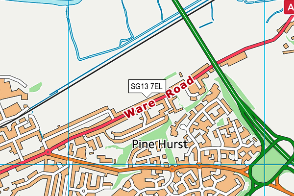 SG13 7EL map - OS VectorMap District (Ordnance Survey)