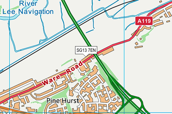 SG13 7EN map - OS VectorMap District (Ordnance Survey)