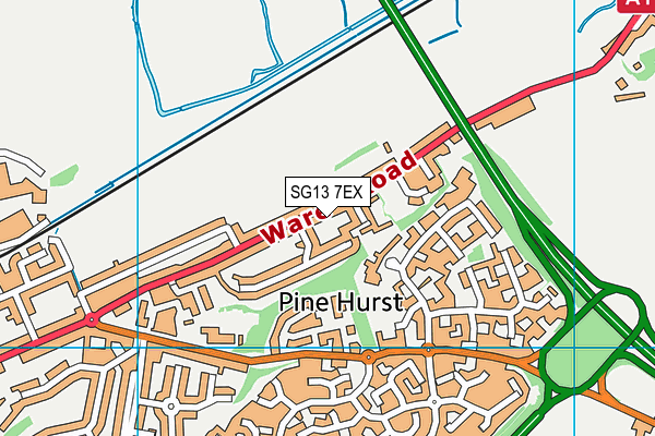 SG13 7EX map - OS VectorMap District (Ordnance Survey)