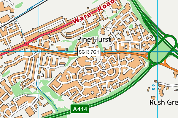 SG13 7GH map - OS VectorMap District (Ordnance Survey)