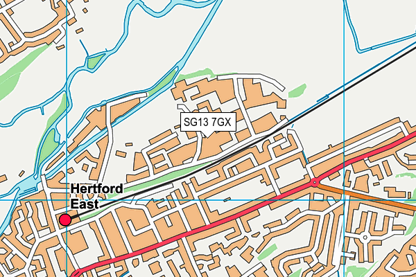 SG13 7GX map - OS VectorMap District (Ordnance Survey)