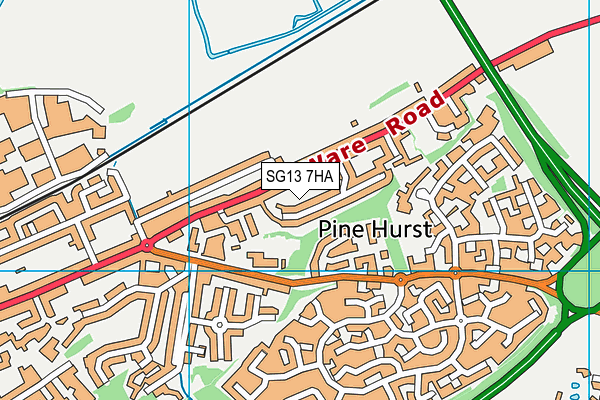 SG13 7HA map - OS VectorMap District (Ordnance Survey)