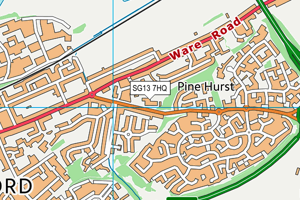 Wheatcroft Primary School map (SG13 7HQ) - OS VectorMap District (Ordnance Survey)