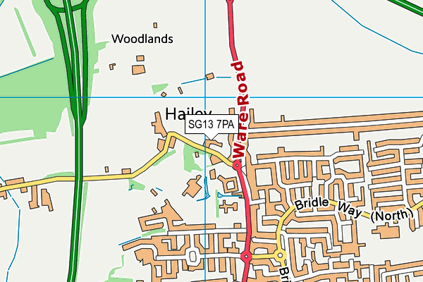 SG13 7PA map - OS VectorMap District (Ordnance Survey)