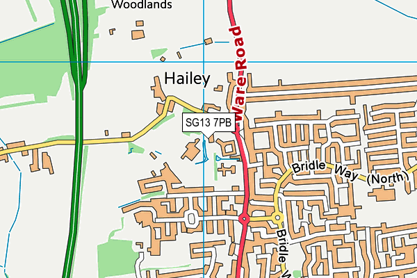 Hailey Hall School map (SG13 7PB) - OS VectorMap District (Ordnance Survey)