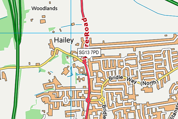 SG13 7PD map - OS VectorMap District (Ordnance Survey)