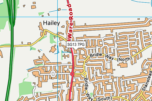 SG13 7PG map - OS VectorMap District (Ordnance Survey)