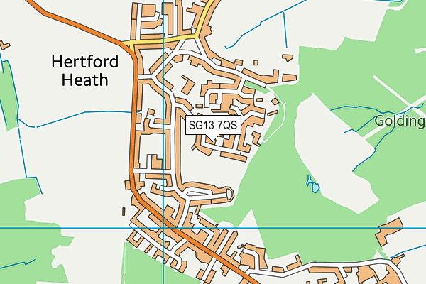 Hertford Heath Playing Fields map (SG13 7QS) - OS VectorMap District (Ordnance Survey)