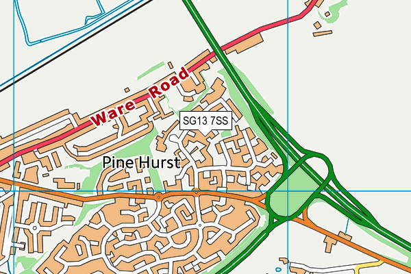 SG13 7SS map - OS VectorMap District (Ordnance Survey)