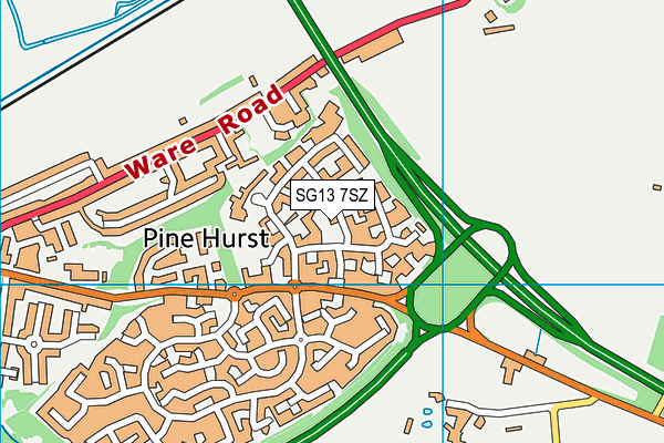 SG13 7SZ map - OS VectorMap District (Ordnance Survey)