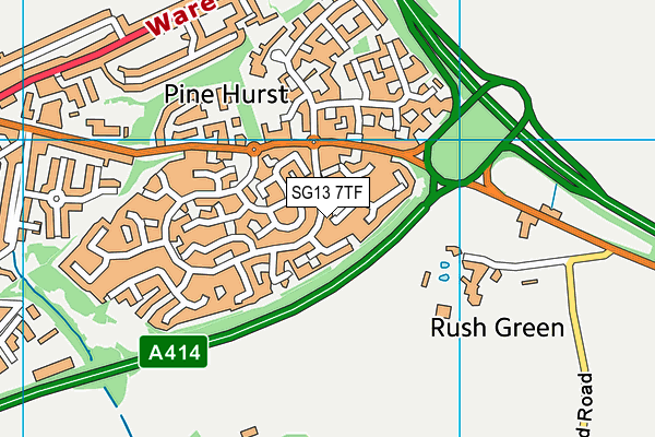 SG13 7TF map - OS VectorMap District (Ordnance Survey)