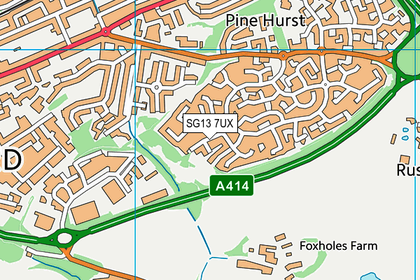 SG13 7UX map - OS VectorMap District (Ordnance Survey)