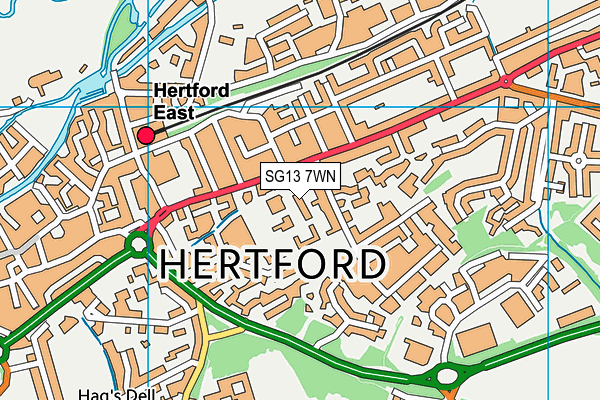 SG13 7WN map - OS VectorMap District (Ordnance Survey)