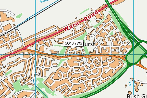 SG13 7WS map - OS VectorMap District (Ordnance Survey)