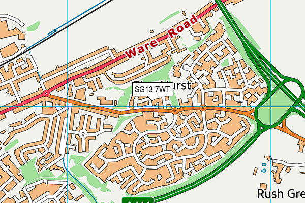 SG13 7WT map - OS VectorMap District (Ordnance Survey)