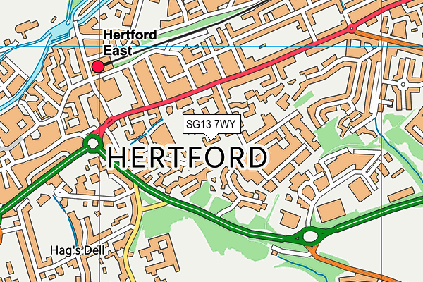 SG13 7WY map - OS VectorMap District (Ordnance Survey)