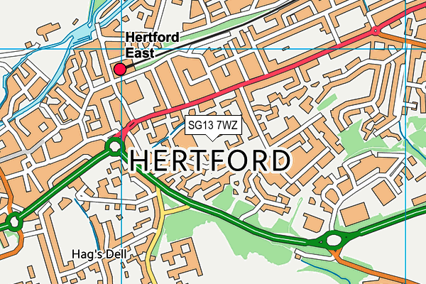 SG13 7WZ map - OS VectorMap District (Ordnance Survey)