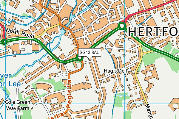 SG13 8AU map - OS VectorMap District (Ordnance Survey)