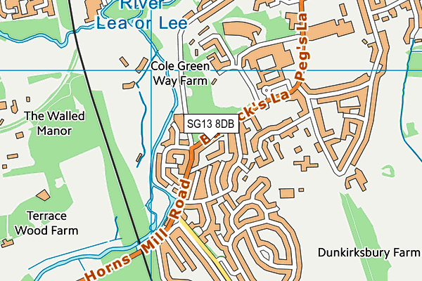 SG13 8DB map - OS VectorMap District (Ordnance Survey)