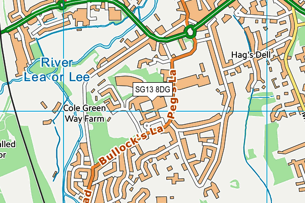 SG13 8DG map - OS VectorMap District (Ordnance Survey)