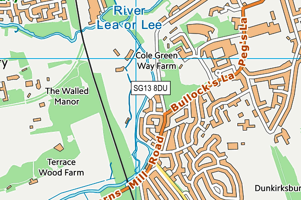 SG13 8DU map - OS VectorMap District (Ordnance Survey)