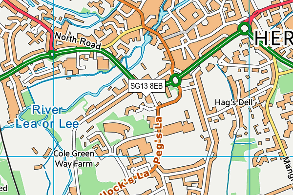 SG13 8EB map - OS VectorMap District (Ordnance Survey)