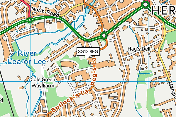 SG13 8EG map - OS VectorMap District (Ordnance Survey)