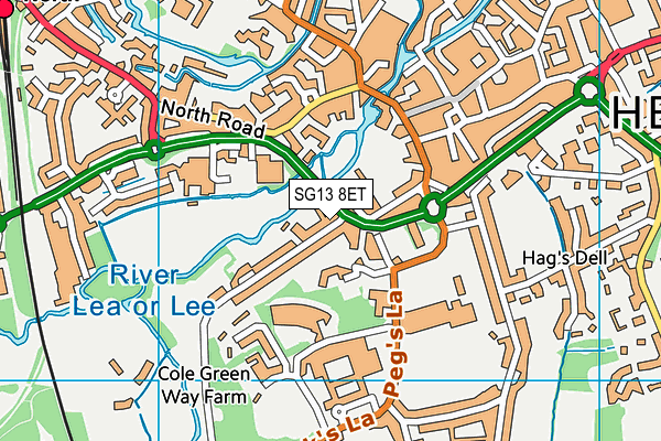 SG13 8ET map - OS VectorMap District (Ordnance Survey)