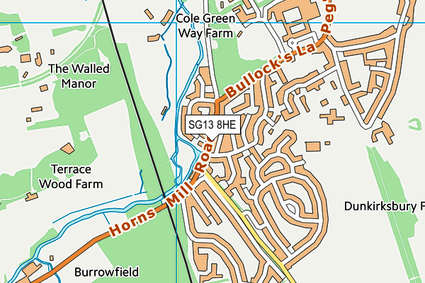 SG13 8HE map - OS VectorMap District (Ordnance Survey)