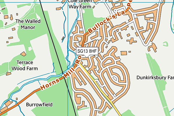 SG13 8HF map - OS VectorMap District (Ordnance Survey)